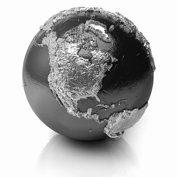 Silver Globe - North America — Stock Photo, Image