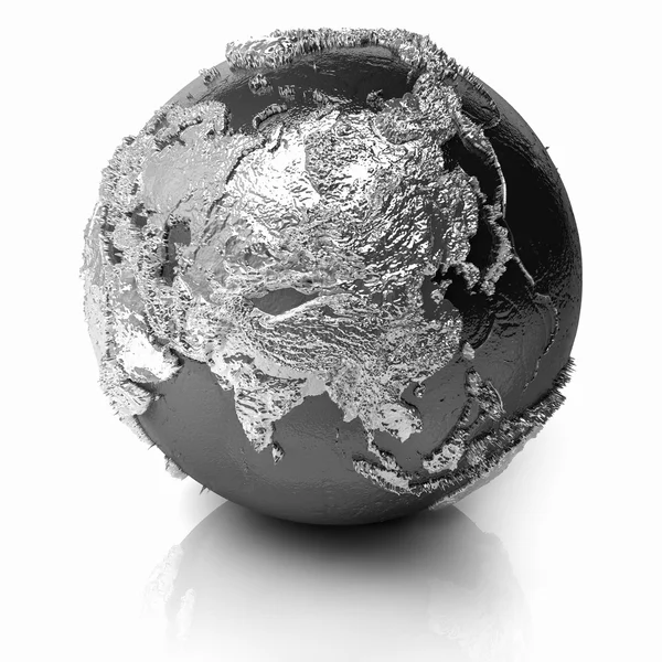 Silver Globe - Asia — Stock Photo, Image