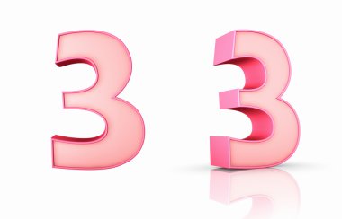 Pink Number Three clipart