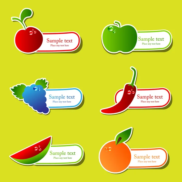 Conjunto de adesivos de frutas —  Vetores de Stock