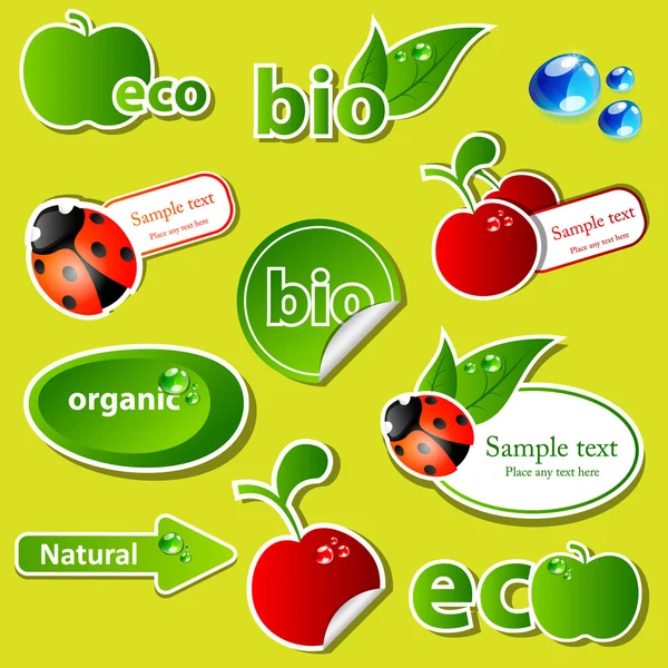 Zestaw Bio naklejki — Wektor stockowy