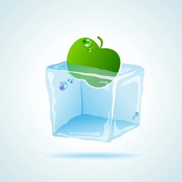 Cherry ice cube — Stock Vector