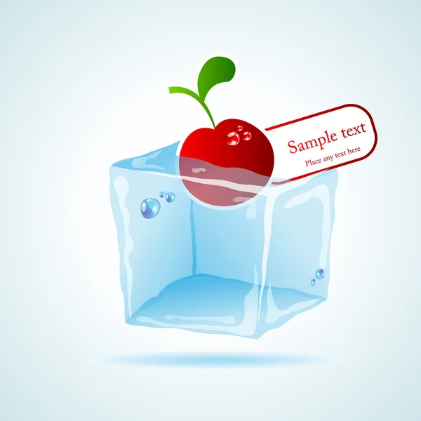 Cubo de gelo de cereja —  Vetores de Stock