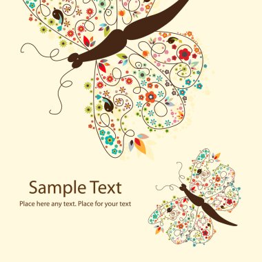 Floral butterflies clipart