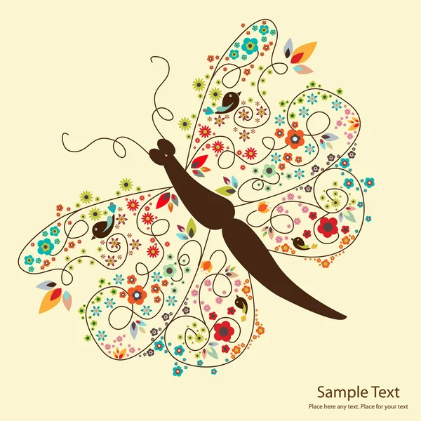 Papillon floral — Image vectorielle