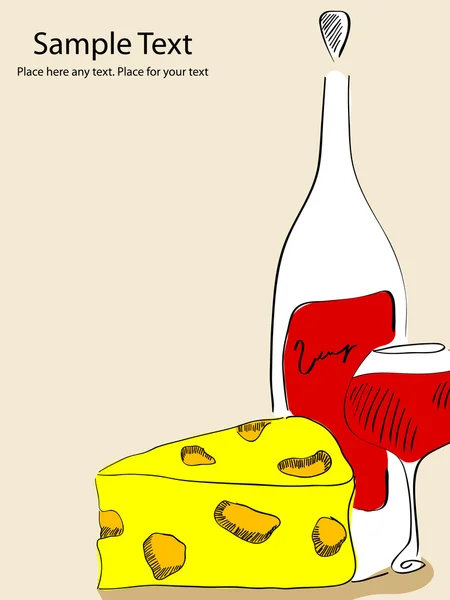 와인과 치즈 — 스톡 벡터