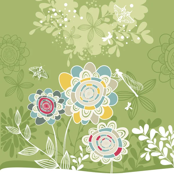 可爱花卉卡片 — 图库矢量图片