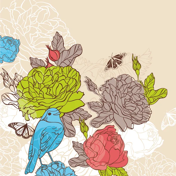 Όμορφη floral κάρτα — Διανυσματικό Αρχείο