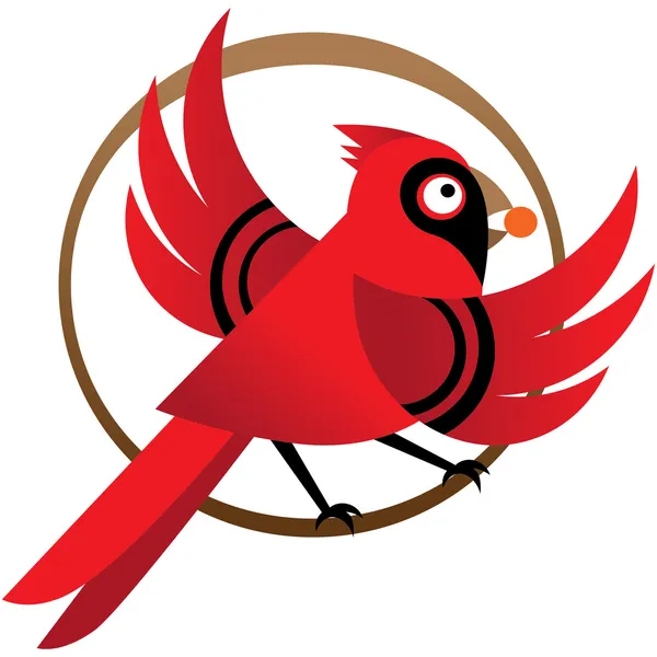 Pássaro cardeal vermelho — Vetor de Stock