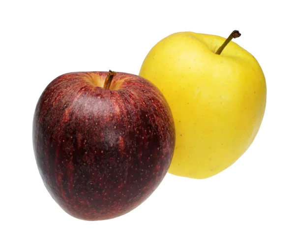 Два яблука на білому тлі — стокове фото
