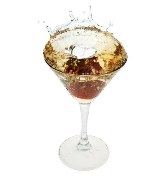 Morango em uma taça com champanhe Imagem De Stock