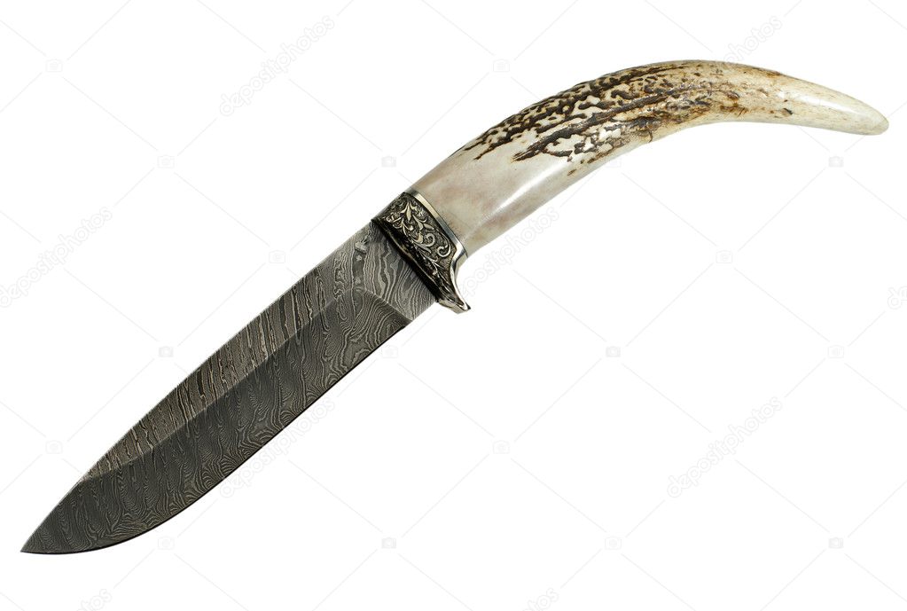 The hunting knife with the horn handle