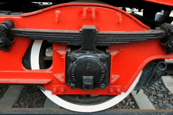 Hjul på et gammelt damplokomotiv - Stock-foto