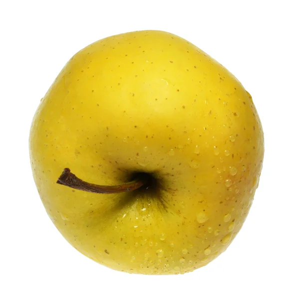 Žluté jablko na bílém pozadí — Stock fotografie
