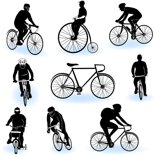 Bisiklet silhouettes — Stok Vektör