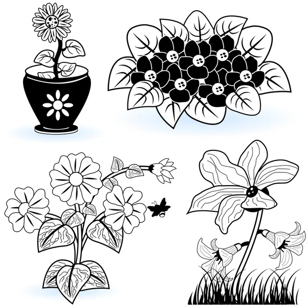 6 の花のコレクション — ストックベクタ
