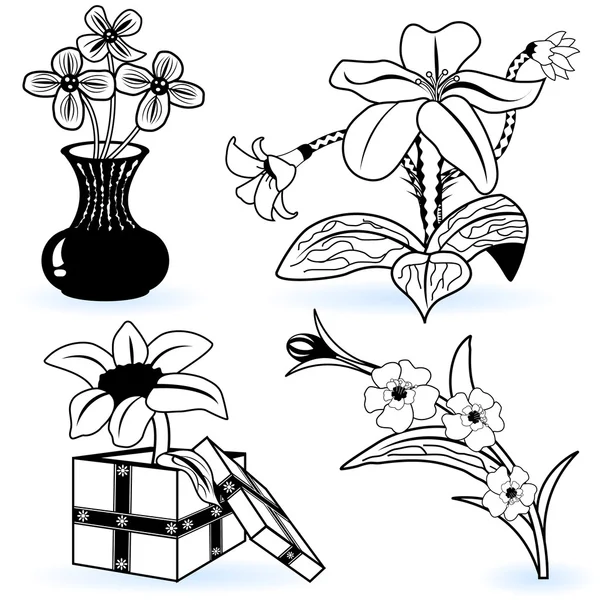 8 花のコレクション — ストックベクタ