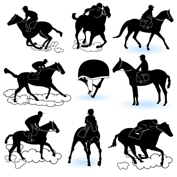 Silhouettes de jockey — Image vectorielle