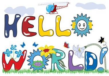 Hello world letters clipart