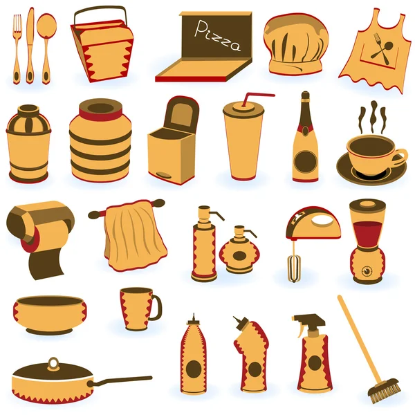 Iconos de suministro de restaurante — Archivo Imágenes Vectoriales