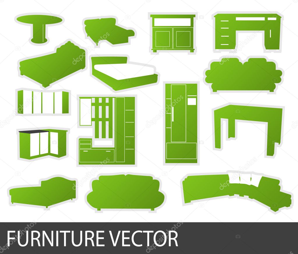 Furniture stickers , vector