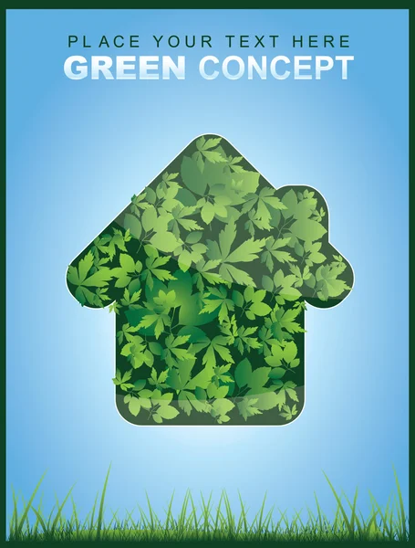 Οικολογική έννοια με σπίτι από φύλλα — Διανυσματικό Αρχείο