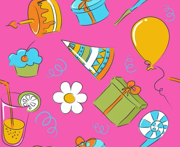 Sans couture anniversaire doodle — Image vectorielle