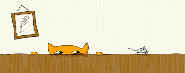 Chat chasse souris — Image vectorielle