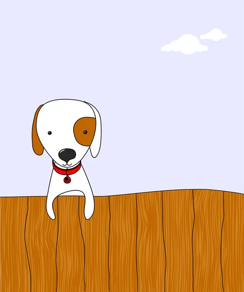 Kreskówka pies na ogrodzenie — Wektor stockowy