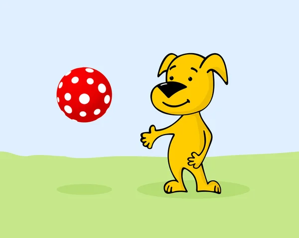 Собака з м'ячем — стоковий вектор