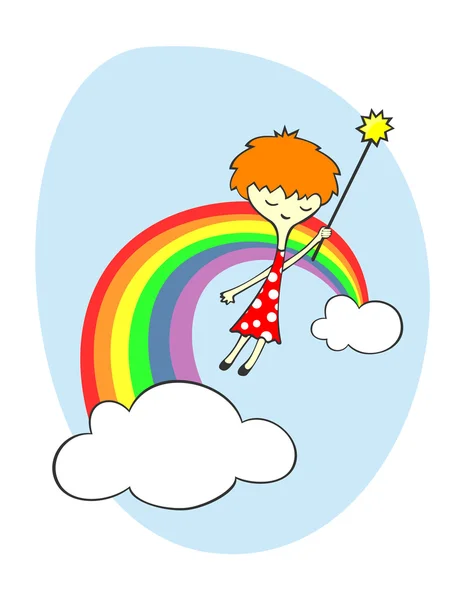 Fairy over the rainbow — Stock Vector