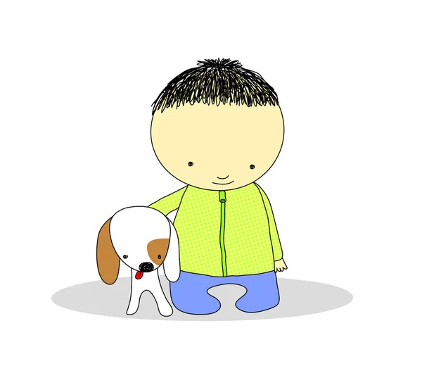Enfant avec chien — Image vectorielle