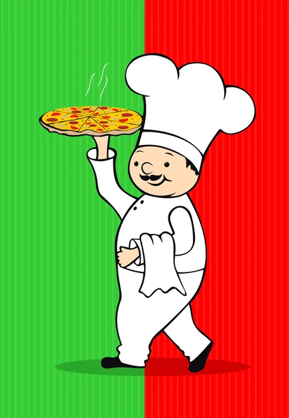 Chef con pizza — Vettoriale Stock