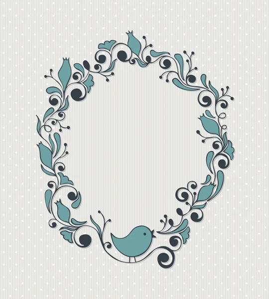 Floral frame with bird — Stock Vector