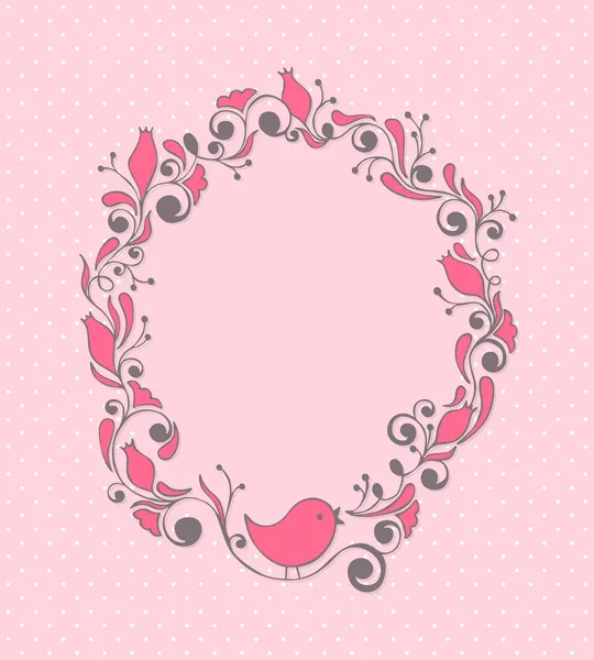 Cadre floral avec oiseau — Image vectorielle