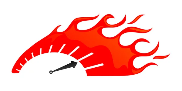 Compteur de vitesse en feu — Image vectorielle