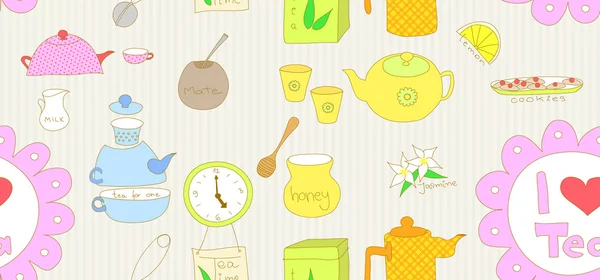 Thé sans couture doodle — Image vectorielle