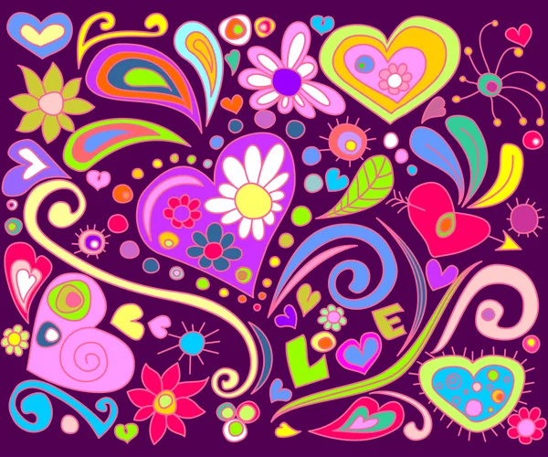 Красочные любовные каракули Стоковая Иллюстрация