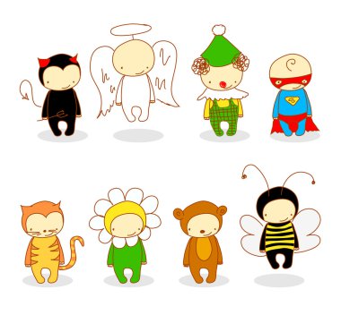 Cute kids in costume clipart