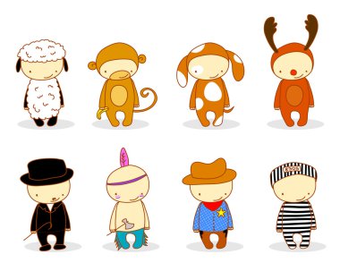 Cute kids in costume clipart