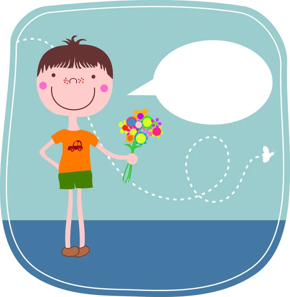 Хлопчик з квітами — стоковий вектор