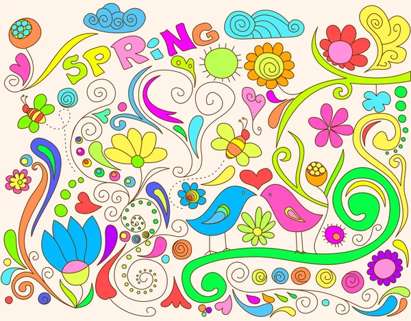 Doodle Primavera colorido — Vetor de Stock
