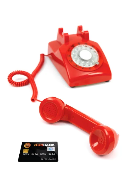 Červený telefon — Stock fotografie
