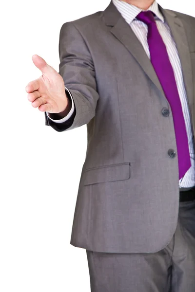Geschäftsmann im Anzug Handschlag isoliert auf weiß — Stockfoto