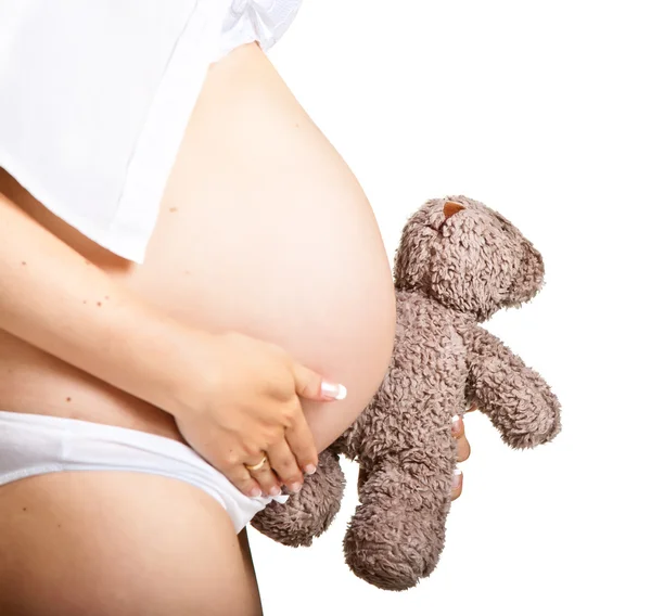 Mulher grávida isolado em branco — Fotografia de Stock