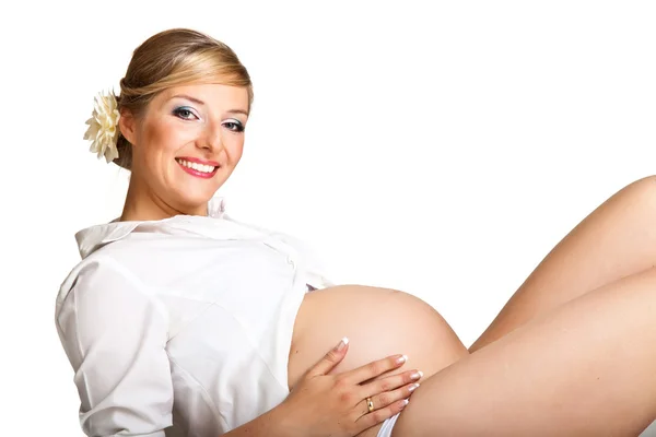 Schwangere isoliert auf weiß — Stockfoto