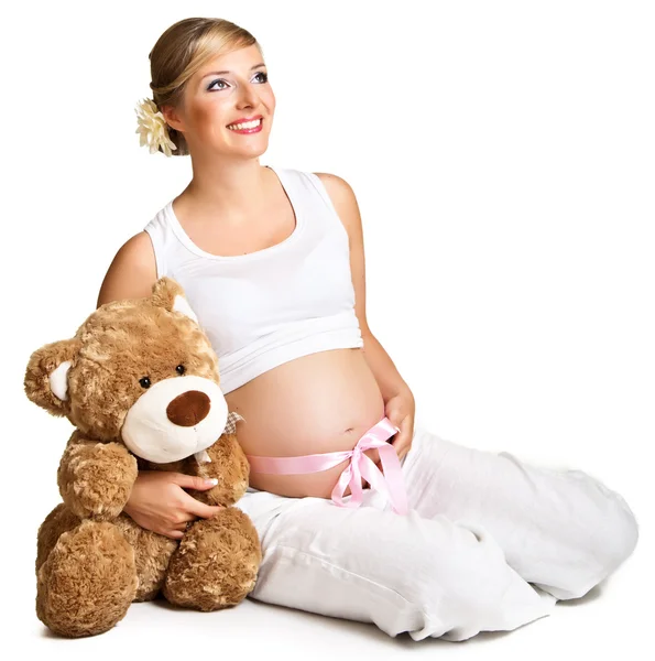 Schwangere isoliert auf weiß — Stockfoto