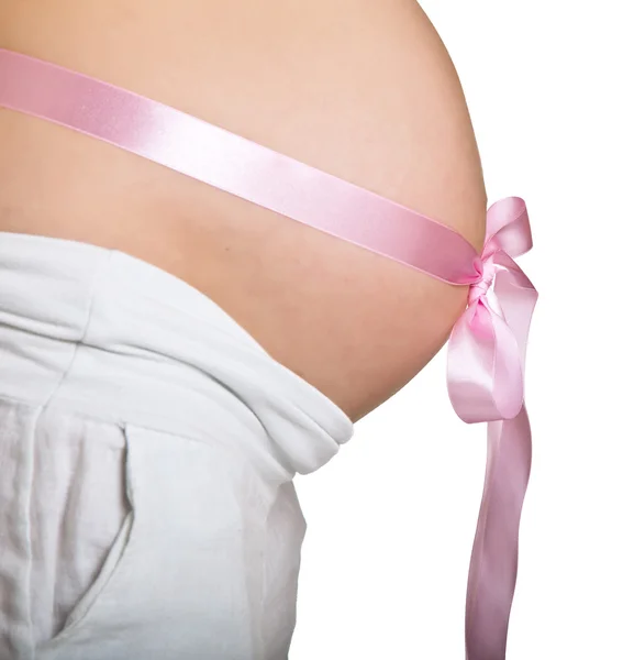 Wanita hamil terisolasi pada putih — Stok Foto
