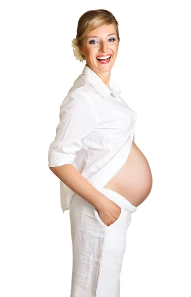 백인에게 고립된 임신 한 여자 — 스톡 사진