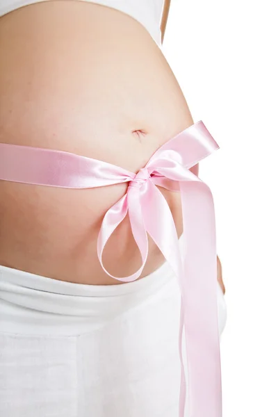 Donna incinta isolata su bianco Foto Stock Royalty Free